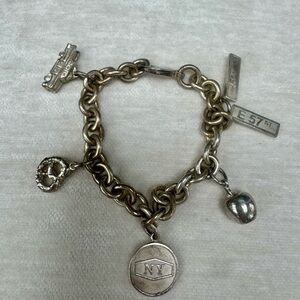 Authentic Vintage Tiffany & Co. Sterling Silver 5 Charm Bracelet NYC Charms